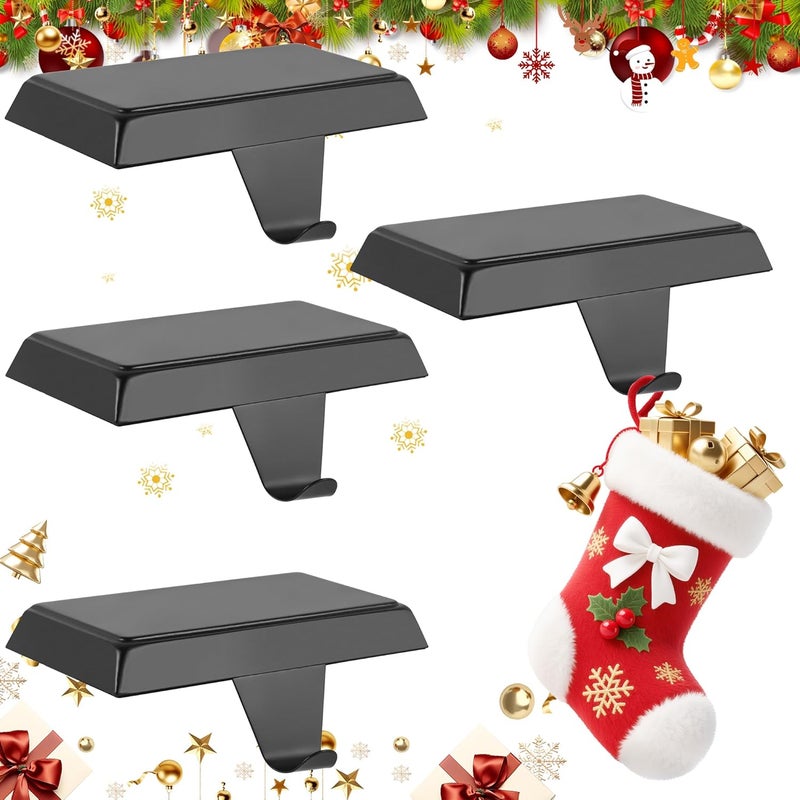 Doitory Christmas Stocking Holder Hanger for Mantle,4 Pack for Xmas Decorations Lightweight and Adjustable for Fireplace Home Decoration - Image 1
